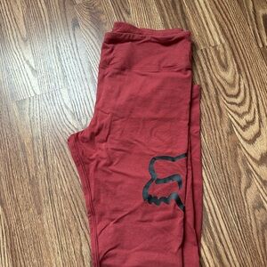 Fox Red Leggings with Black Logo